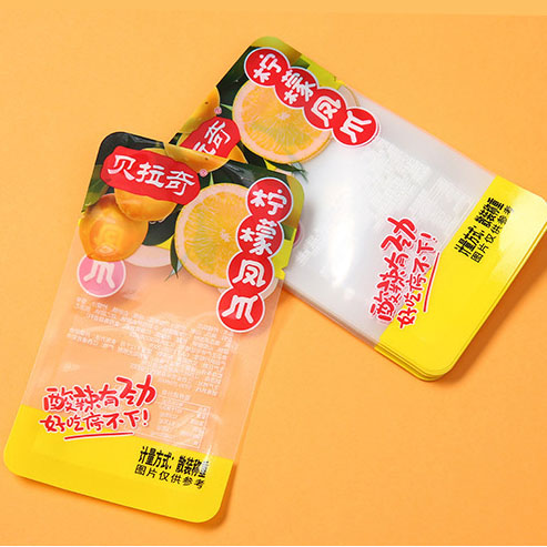 Custom Transparent See Through Food Snacks Printed Plastic bags Flat Pouches Supplier